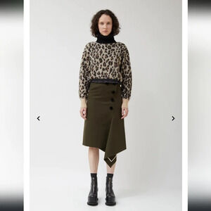 Sacai,‎ Melton Asymmetric Tight Wool Skirt, Size 2
